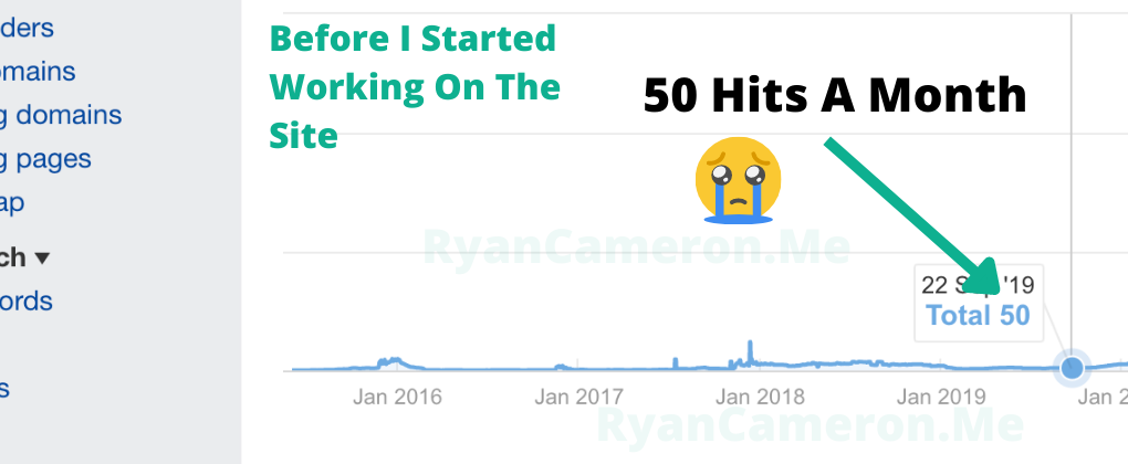 SEO Case Study before image of traffic by Ryan Cameron SEO Expert In Ottawa, Ontario.